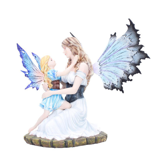 Guardian Wings Fairy and Child Figurine - Angled front showing adult fairy embracing child