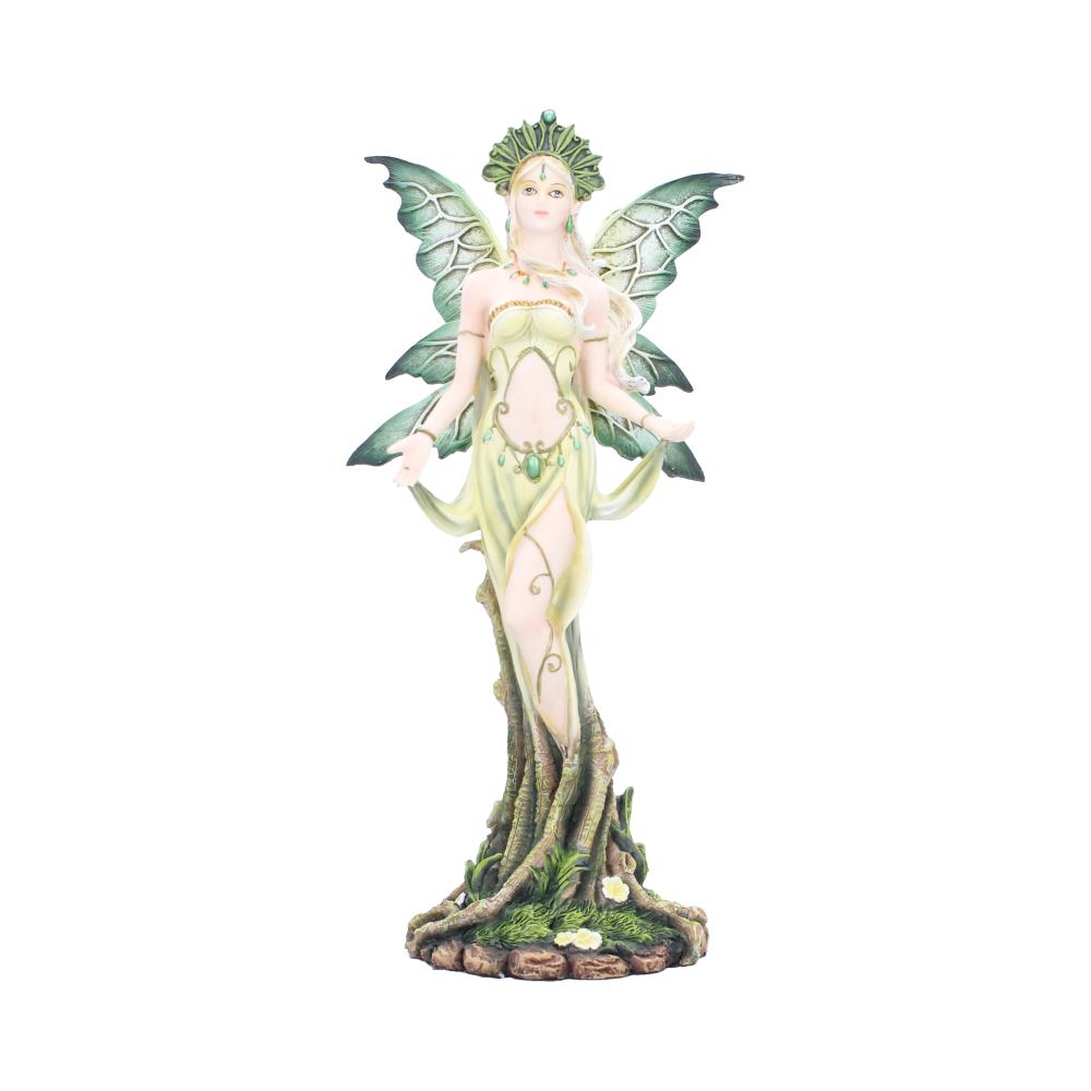 Forest Guardian Woodland Fairy Figurine - Closer front of leafy wings and floral base