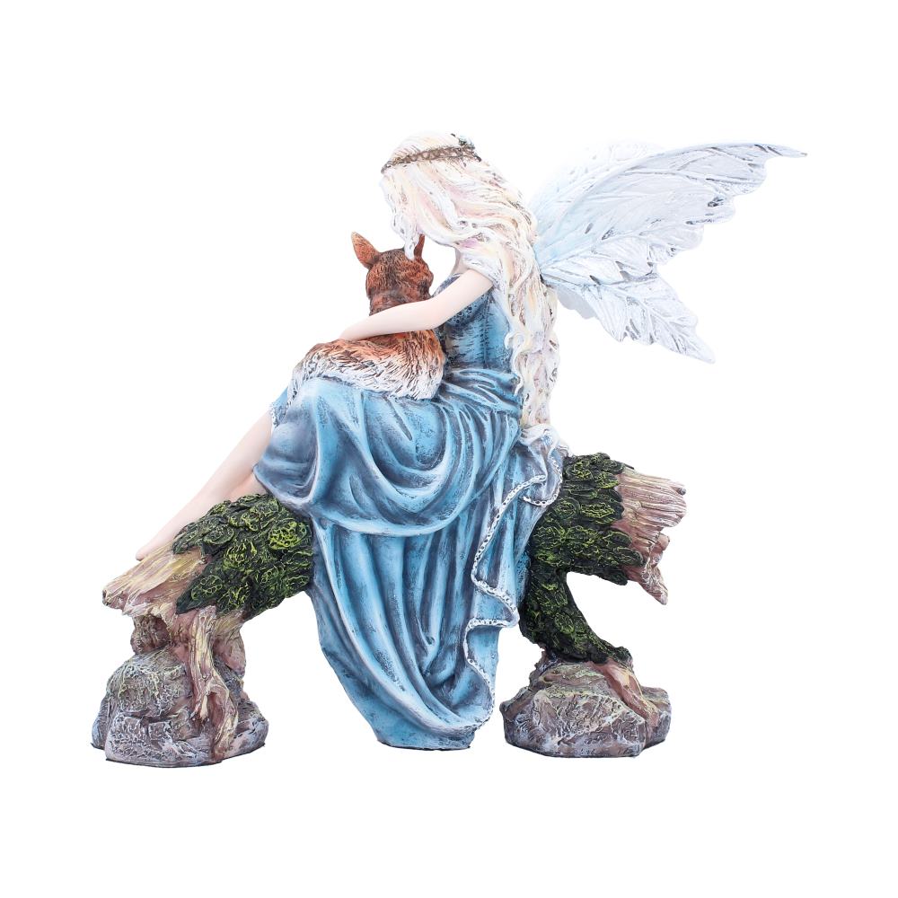 Elariel and Faelan Fairy and Fox Figurine - Opposite angle of fairy, fox and rocky base