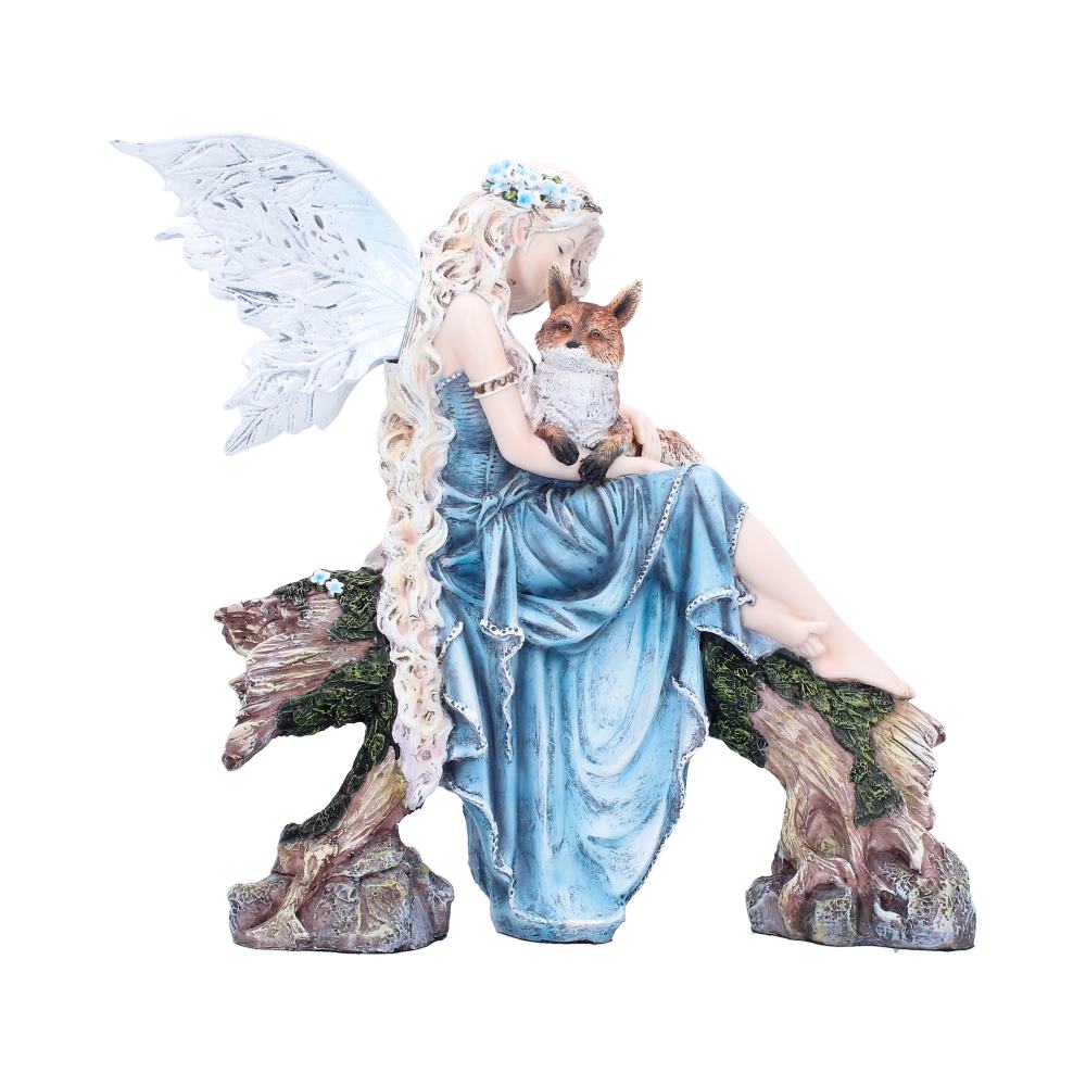 Elariel and Faelan Fairy and Fox Figurine - Closer front of fairy and resting fox