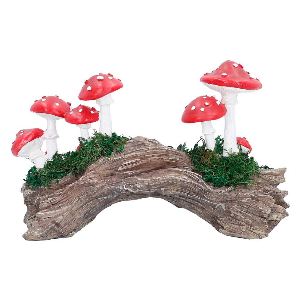Toadstool Trunk Woodland Ornament - Rear of mushroom cluster and textured log