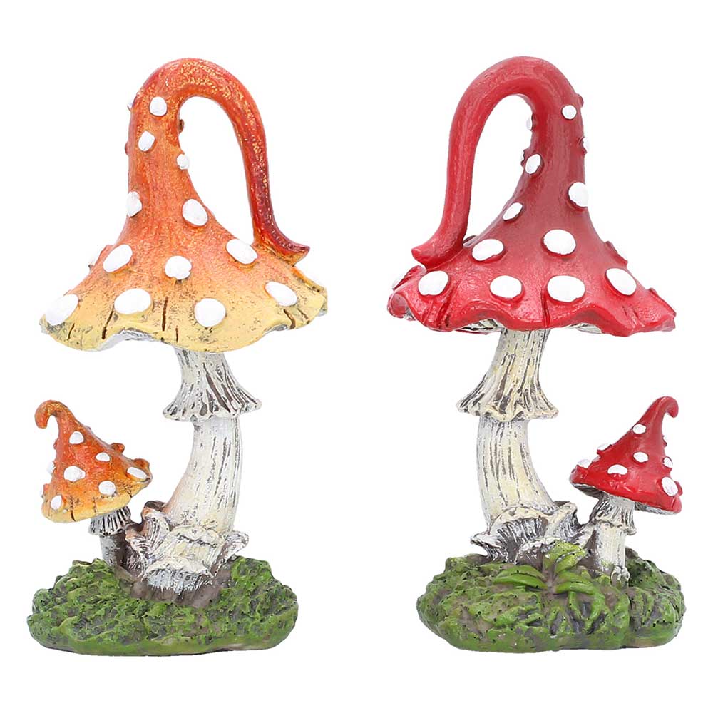 Woodland Whimsies Mushroom Ornament Set - Rear of the two mushroom ornaments