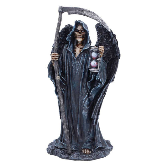 Hour of the Reaper Winged Figurine - Front showing winged reaper with scythe and hourglass