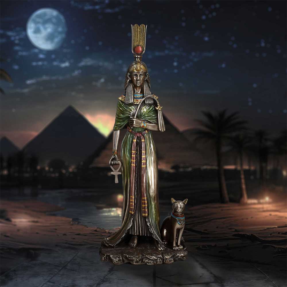 Egyptian Queen Nefertari Figurine - Egyptian figure in a styled mythology display