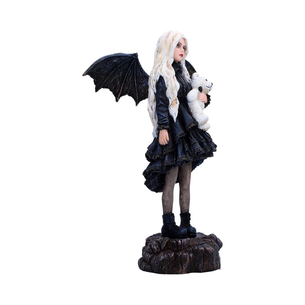 Gentle Hold Gothic Fairy Figurine - Opposite angle of teddy bear and fairy pose