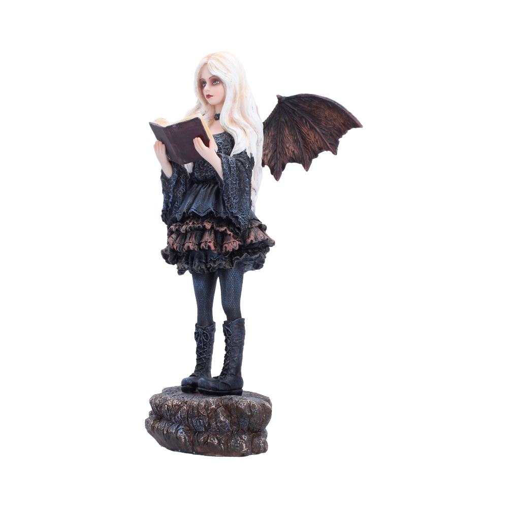 Hidden Verses Gothic Fairy Figurine - Angle showing pale hair and book pages