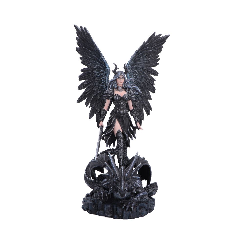 Blackwing Sovereign Gothic Winged Figurine - Front showing winged sovereign above curled dragon
