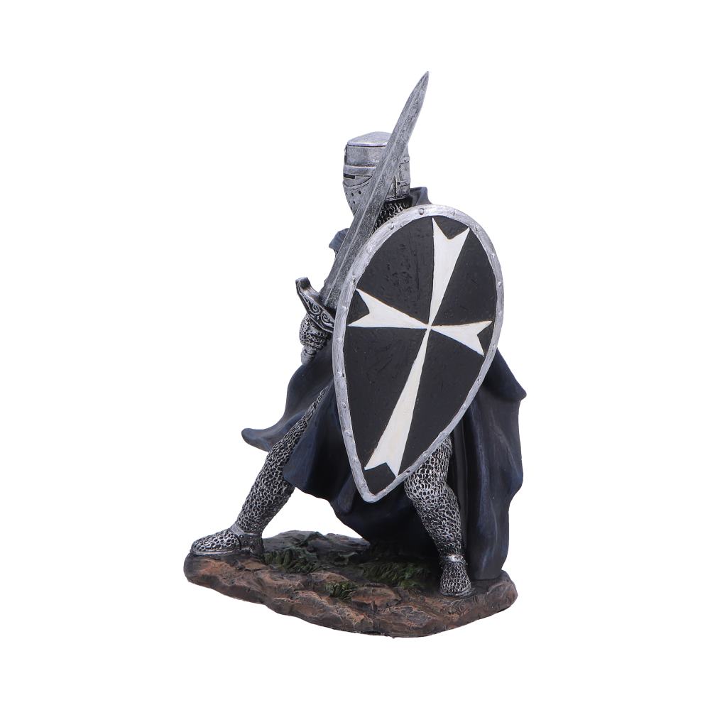 Knight Hospitaller Medieval Figurine - Angle of pale cross motif and silver-tone armour