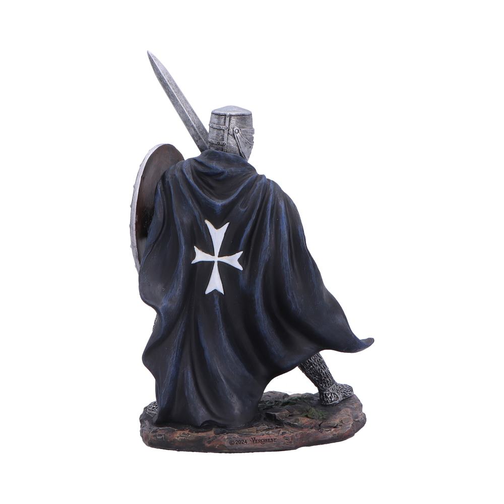 Knight Hospitaller Medieval Figurine - Rear showing dark cape with pale cross