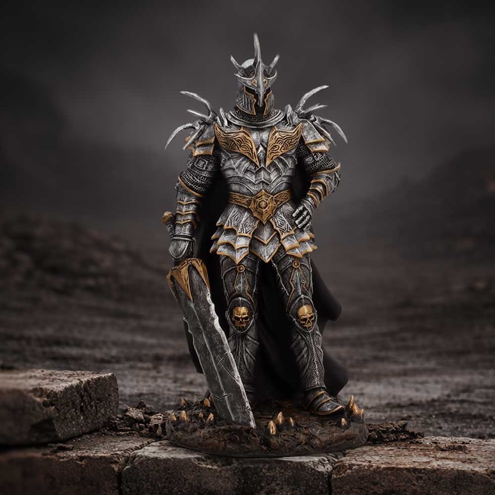 Underworld Warrior Dark Fantasy Figurine - Armoured warrior in a styled dark fantasy display