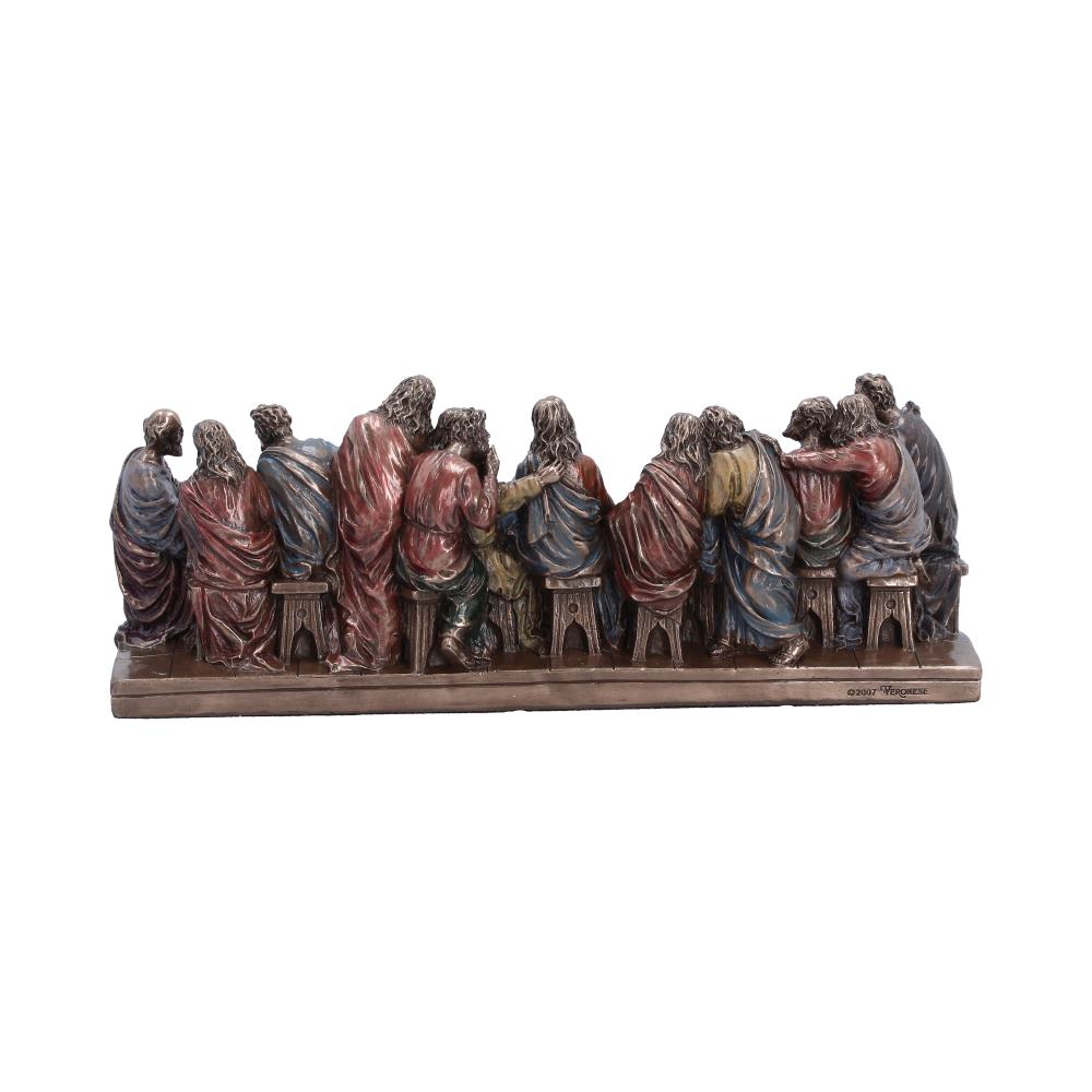 The Last Supper Small Bronze-Finish Figurine - Rear showing seated figures and garment textures