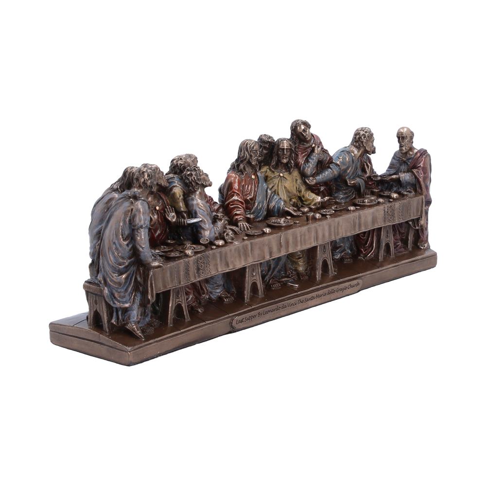 The Last Supper Small Bronze-Finish Figurine - Opposite angle of detailed table scene
