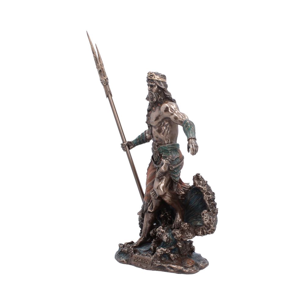 Poseidon Greek God of the Sea Figurine - Side showing outstretched arm and flowing hair