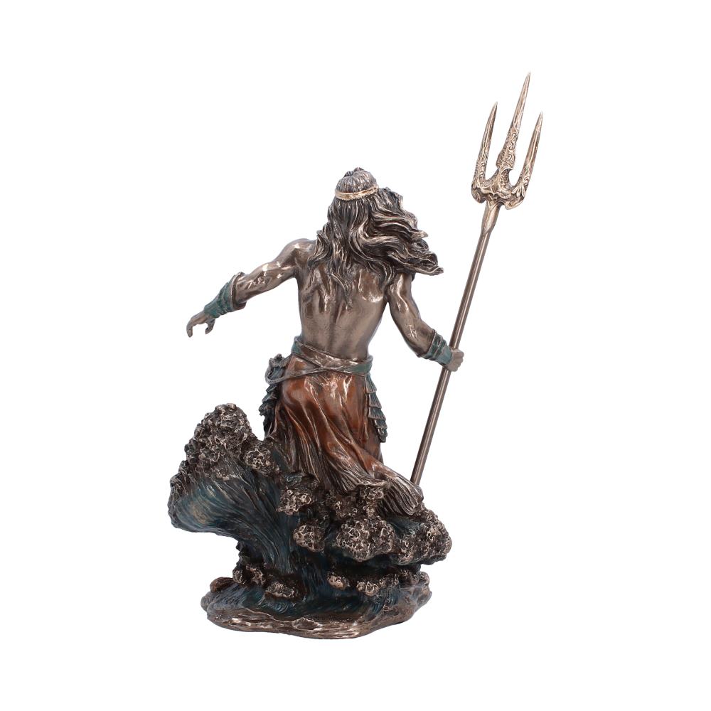 Poseidon Greek God of the Sea Figurine - Rear showing sea-like base and long hair