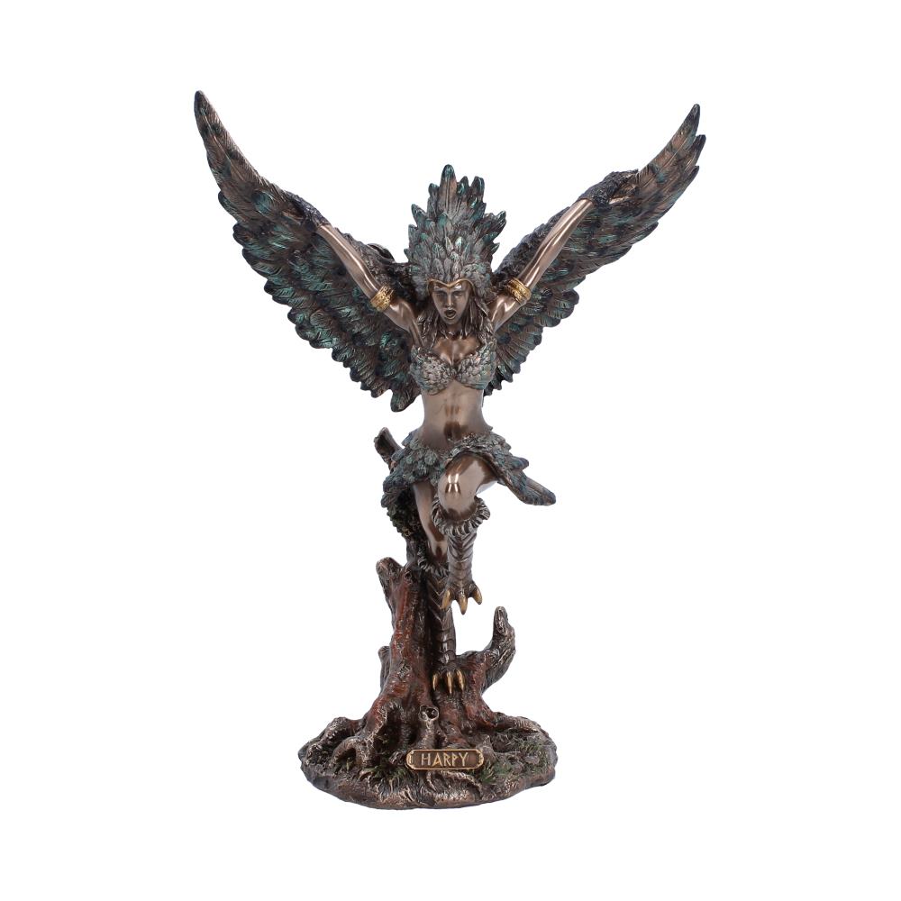 Harpy Creature of Storm and Tempest Figurine - Front showing harpy with wings spread above twisted base