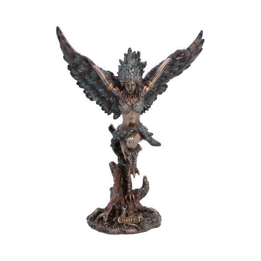 Harpy Creature of Storm and Tempest Figurine - Front showing harpy with wings spread above twisted base