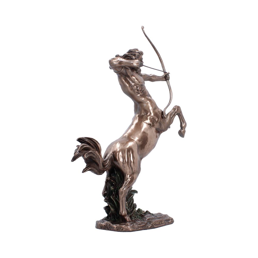 Bronze-Finish Centaur Archer Figurine - Opposite angle of rearing legs and rocky base