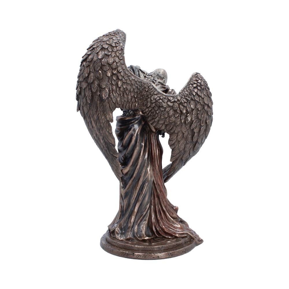 The Kiss of Death Bronze-Finish Figurine - Rear showing layered feathers around the figures