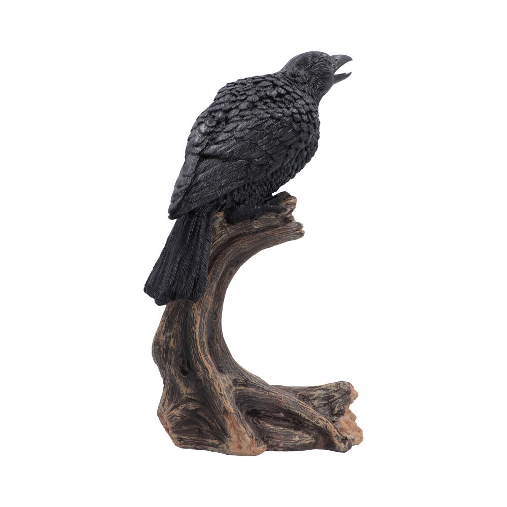 Raven’s Caw Raven Ornament - opposite profile of the open-beaked bird and branch