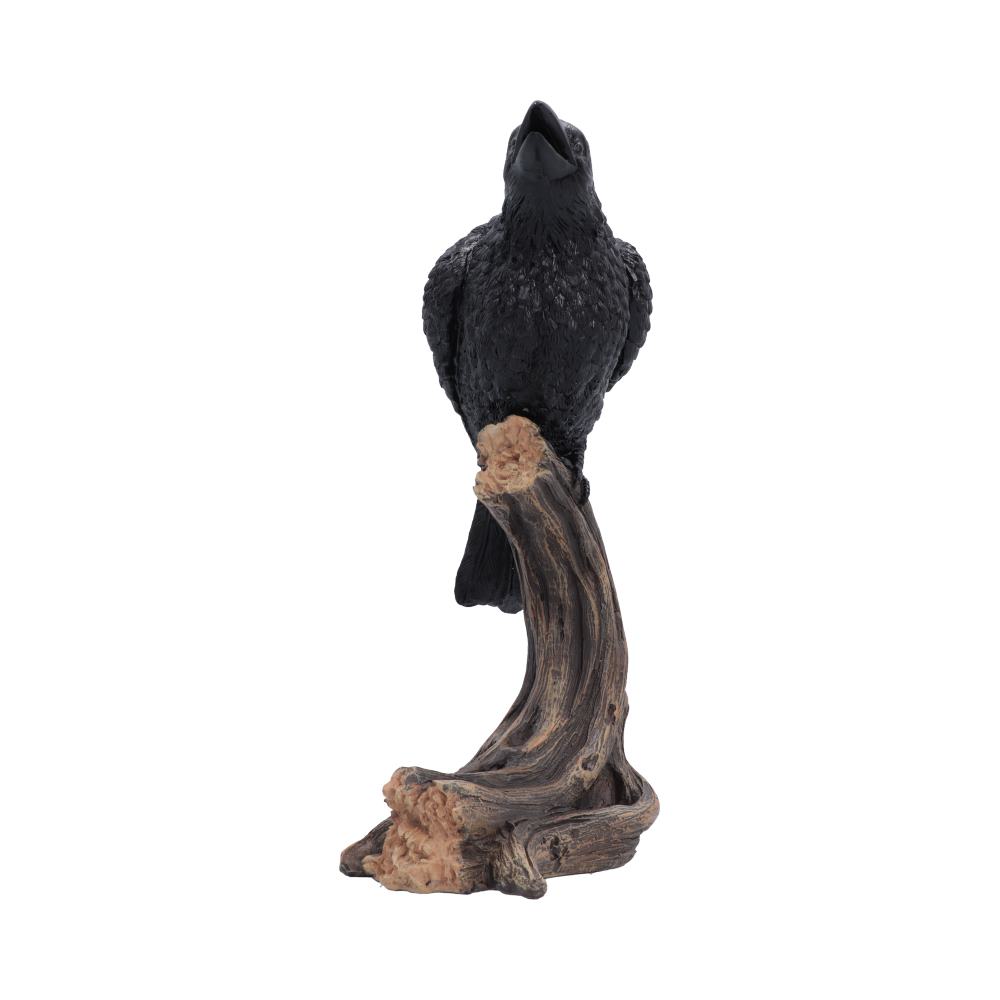 Raven’s Caw Raven Ornament - rear feather detail above the curved sculpted branch