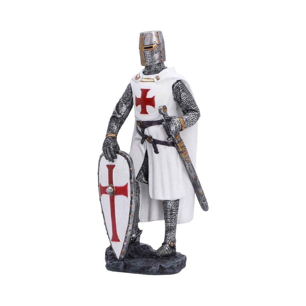 Templar’s Oath Knight Figurine - angled view of chainmail sleeves and sheathed sword