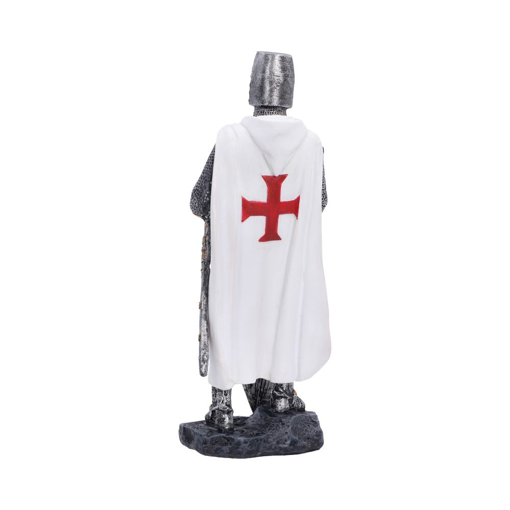 Templar’s Oath Knight Figurine - rear white cloak and helmet above a rocky base