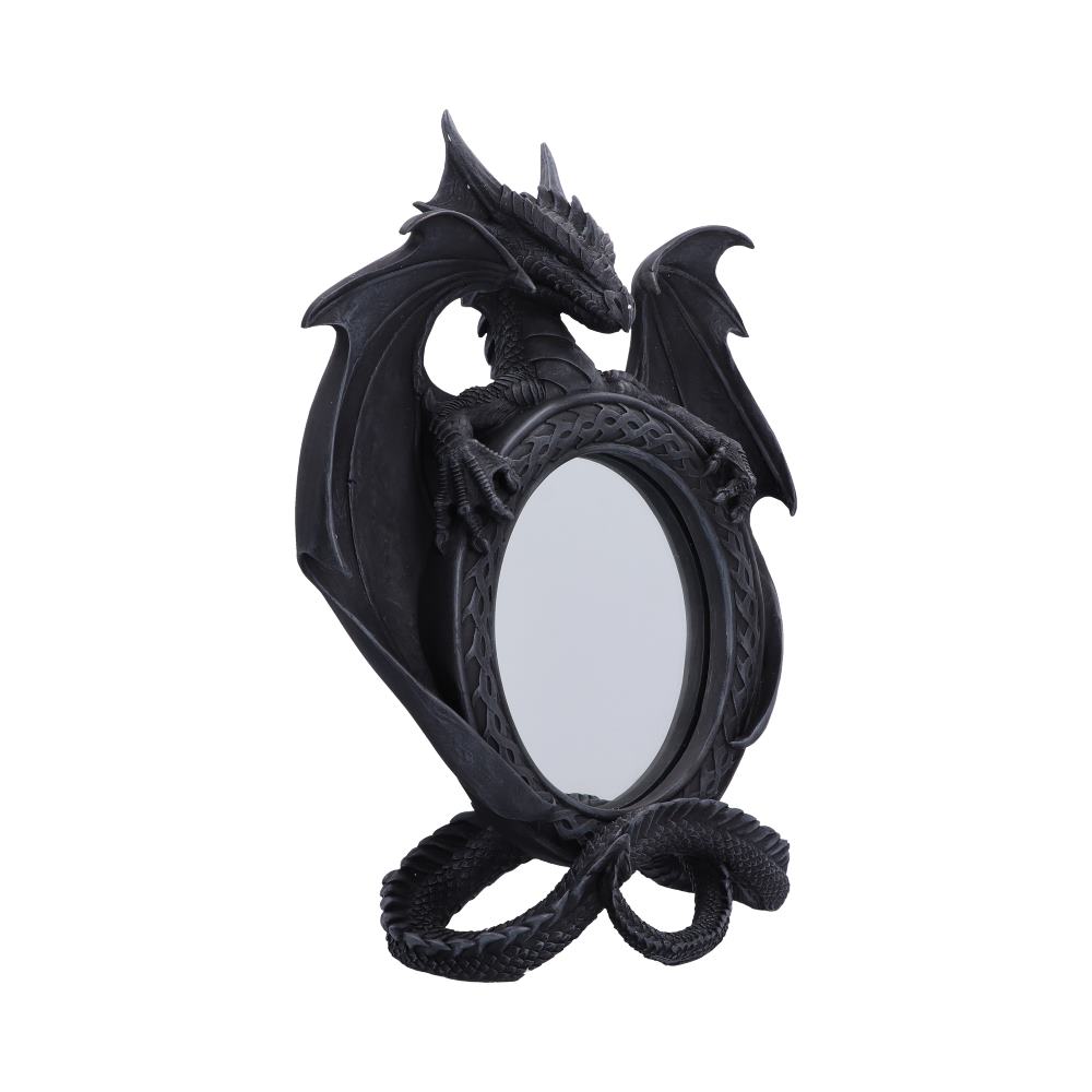 Darkwing Reflection Dragon Mirror - opposite view of the wing frame and curled tail stand