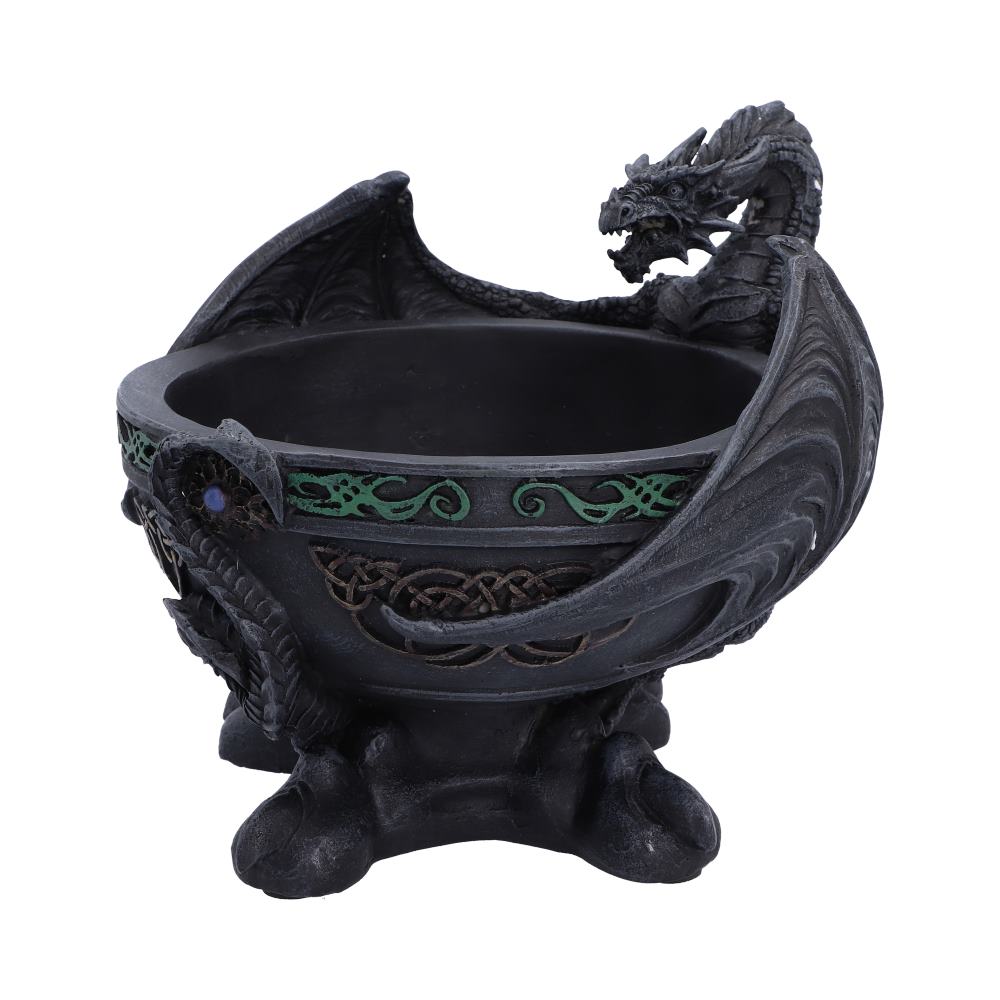 Darkwing Hoard Dragon Trinket Dish - angled trinket dish with green accents around the rim
