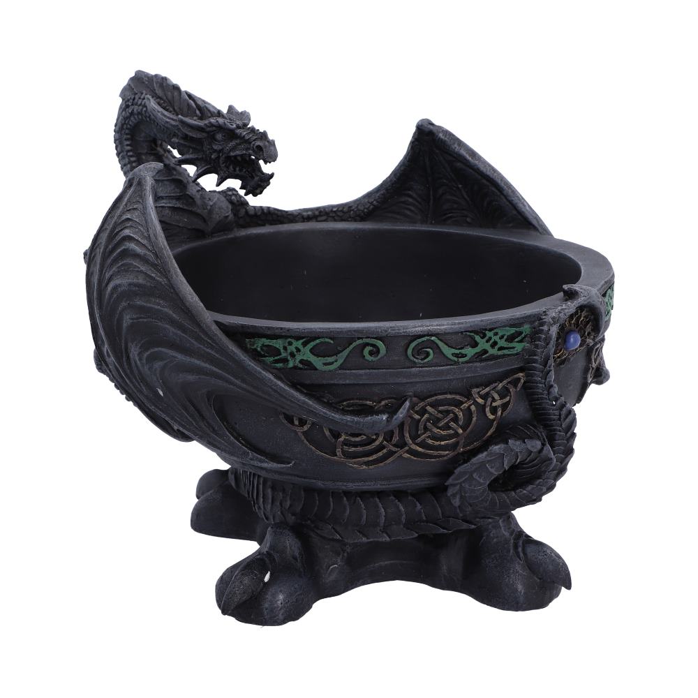 Darkwing Hoard Dragon Trinket Dish - side of the clawed dragon base and open keepsake bowl