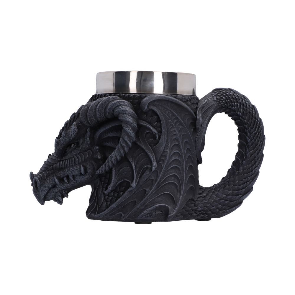 Darkwing Dragon Tankard - black tankard with a horned dragon head on the front