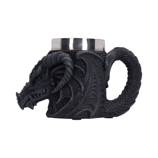 Darkwing Dragon Tankard - black tankard with a horned dragon head on the front