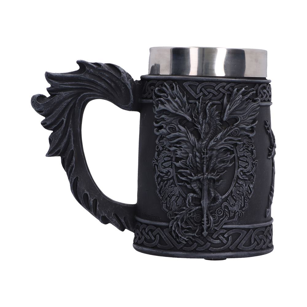 Ruth Thompson Dragon Blade Tankard - reverse view of the dragon artwork and decorated bands