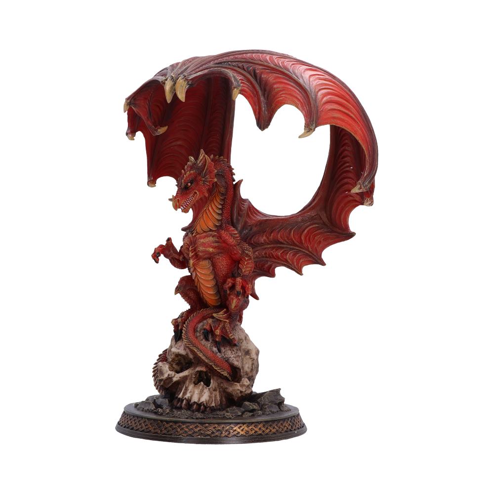 Ember King Dragon Ornament - angled view of orange highlights and the curled dragon tail