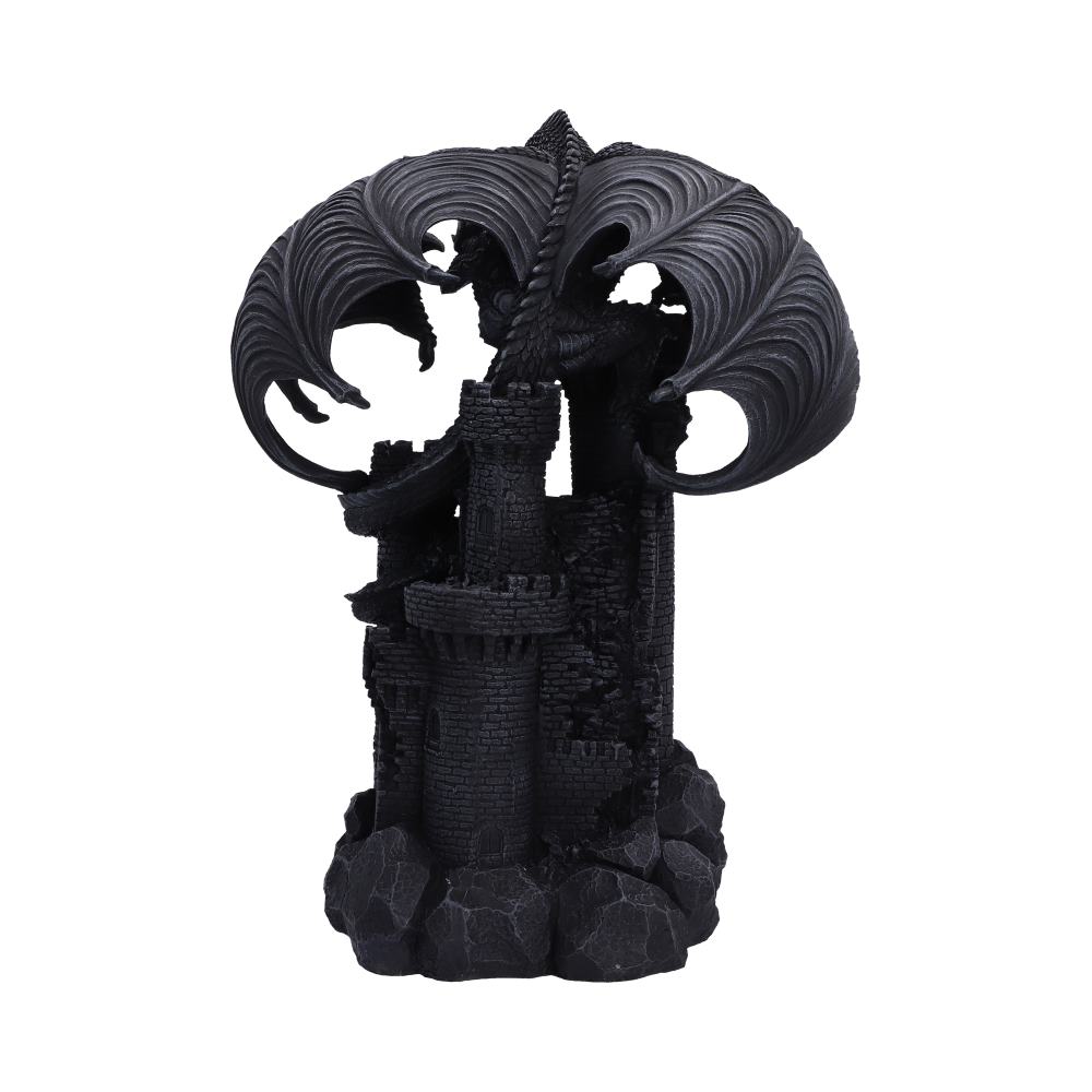 Dark Citadel Dragon Ornament - rear brickwork, doorway and curled tail on the citadel