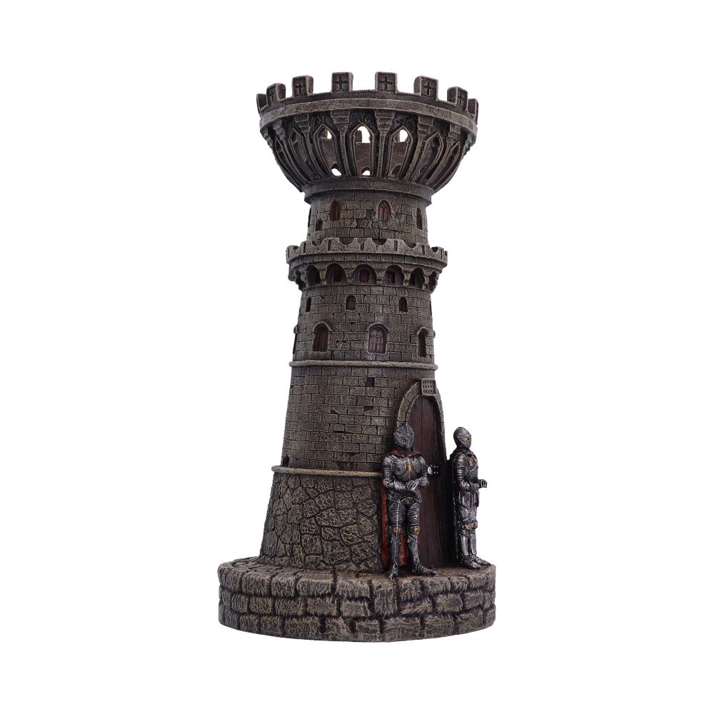 Kings Watch Castle Candle Holder - side of the tall castle holder and upper battlements