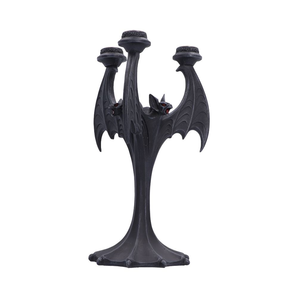 Nocturnal Flame Bat Candle Holder - side of the bat sculpture and tall central stem
