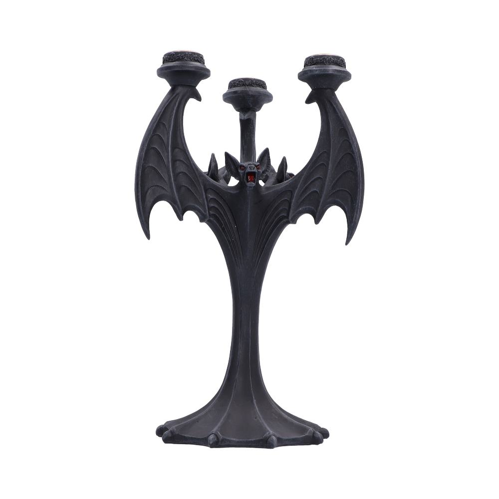 Nocturnal Flame Bat Candle Holder - outstretched bat beneath three dark candle cups