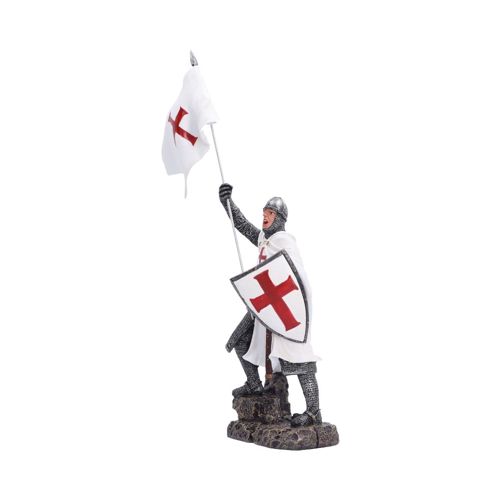 Banner of Glory Knight Figurine - angled view of the white cloak, flag and chainmail
