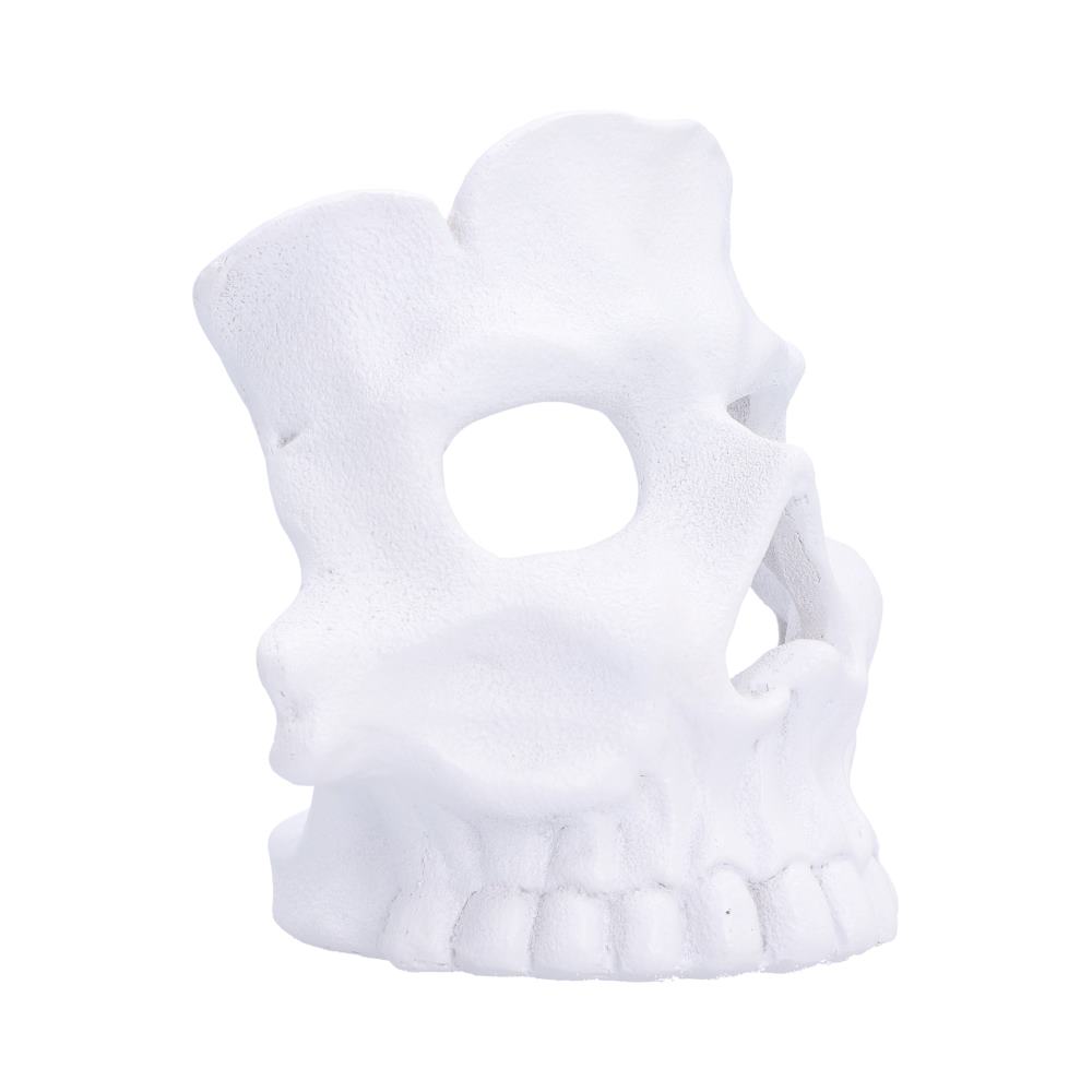 Afterglow White Skull Tea Light Holder - side profile of the open-backed skull holder