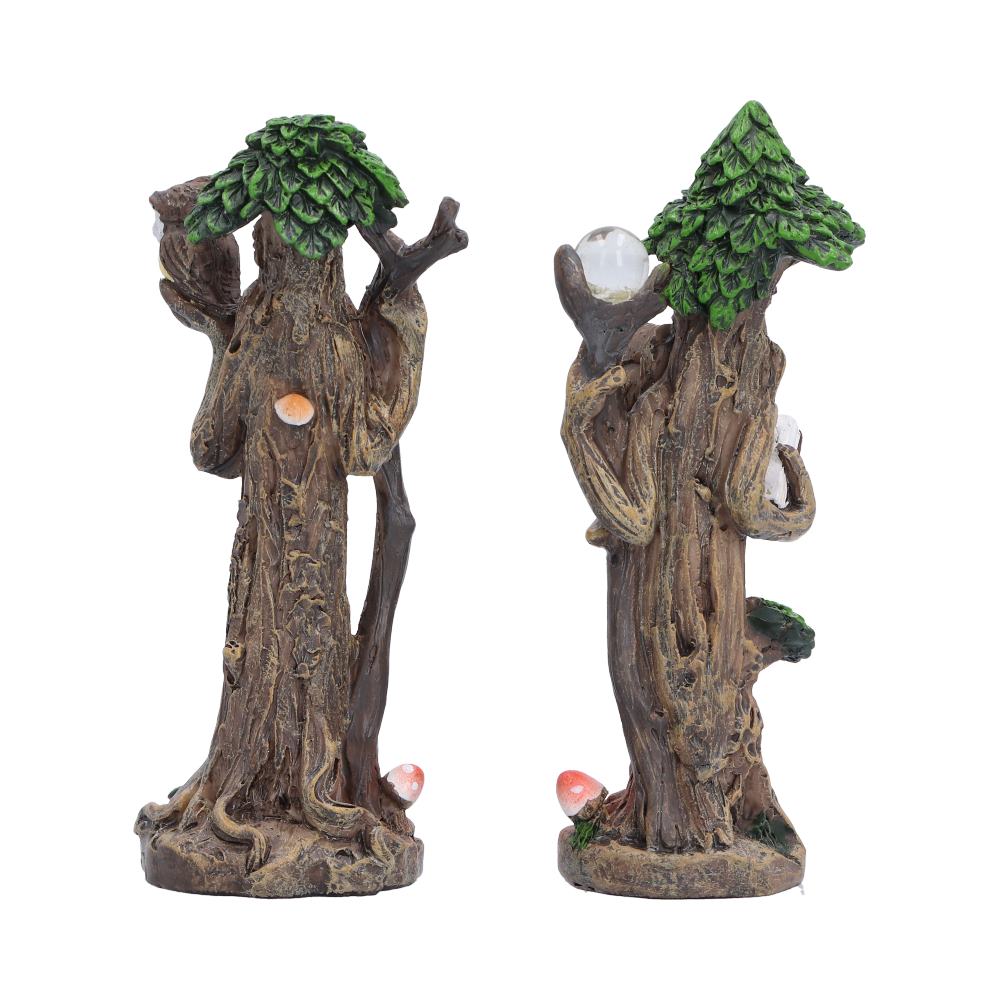 Woodland Wisdom Tree Figure Set - rear bark texture and green hats of the tree figures