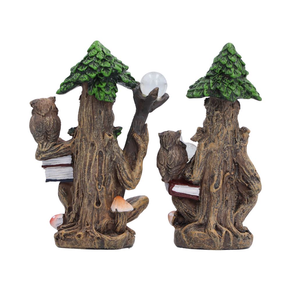 Ancient Scholars Woodland Figure Set - rear of the bark-textured figures and leafy caps