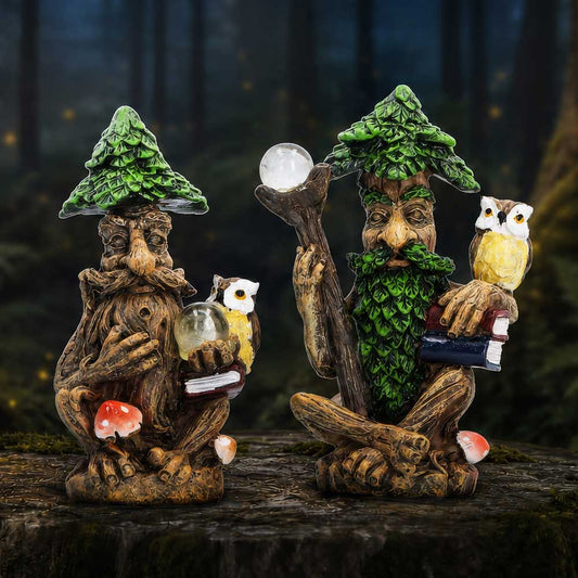 Ancient Scholars Woodland Figure Set - tree scholars displayed in a miniature woodland setting