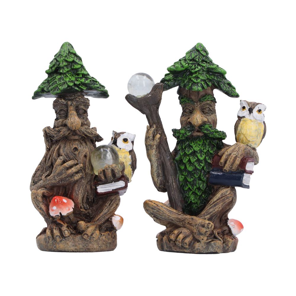 Ancient Scholars Woodland Figure Set - two small tree scholars with leafy hats and little books