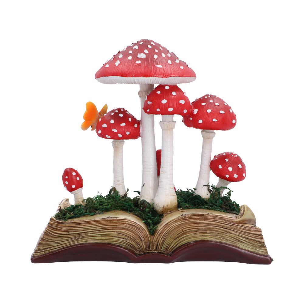 Toadstool Tales Book Ornament - opposite view showing the orange butterfly among the caps