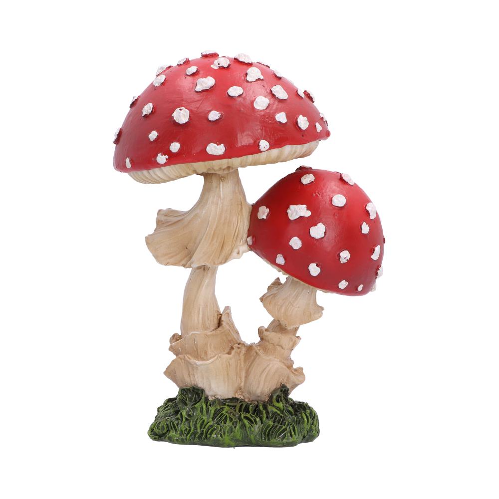 Wildwood Toadstools Ornament - rear of the spotted mushroom caps and green foliage