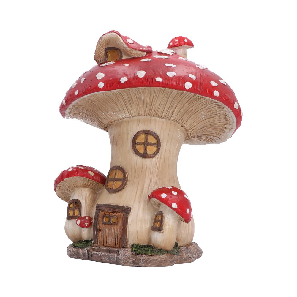 Toadstool Cottage Ornament - angled cottage with smaller toadstools beside the main house