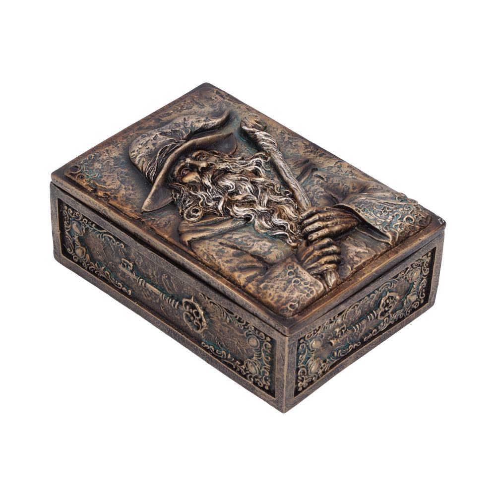 Wizard’s Hoard Trinket Box - opposite angle of the antique-coloured wizard keepsake box