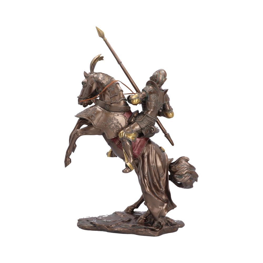Knight’s Charge Mounted Knight Figurine - rear of the raised rider and horse on the sculpted base