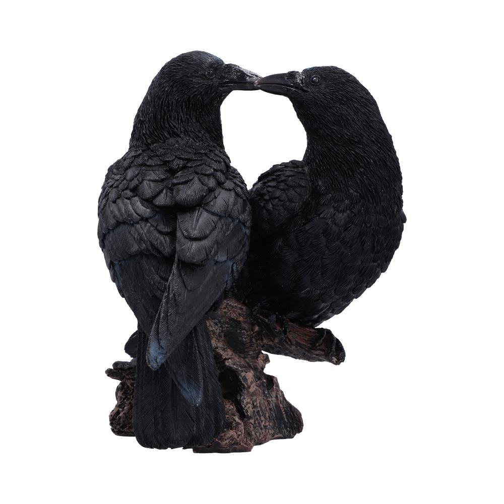 Midnight Kiss Raven Ornament - rear feather texture of the paired raven sculpture