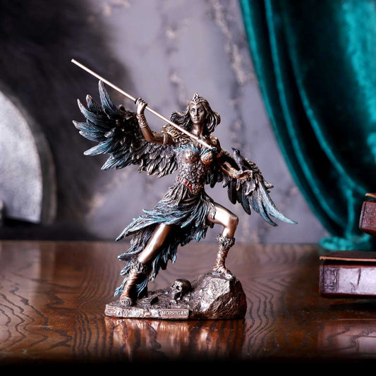 Morrigan Celtic Phantom Queen figurine in a styled display